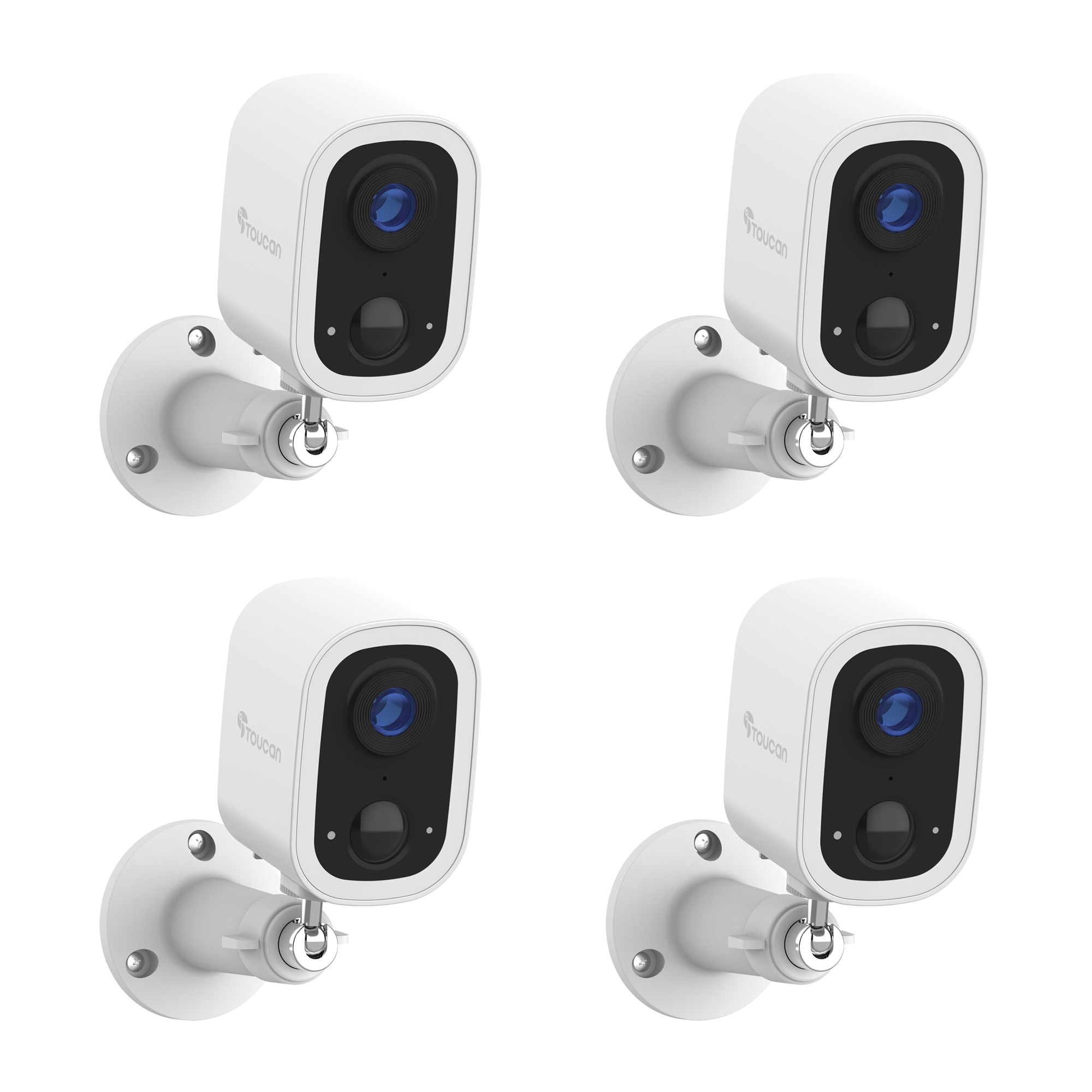 Toucan 4-Pack Wireless 2K Security Camera — Motion Detection, 2-Way Audio, Rechargeable Battery, Weatherproof, Model# 843631193990